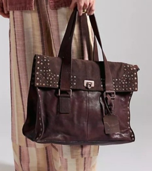 Free People We The Free Shay Stud Tote Leather 90s Vintage Heritage Travel Boss
