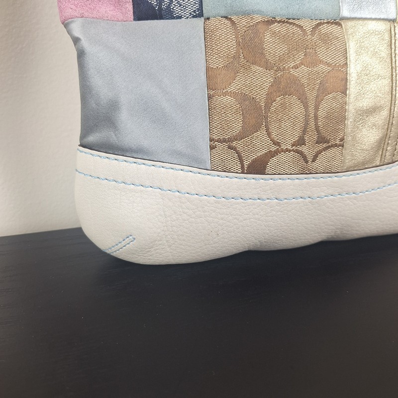 Coach Crossbody Shoulder Bag Multicolor Patchwork Leather Jacquard Logo Y2K gallery