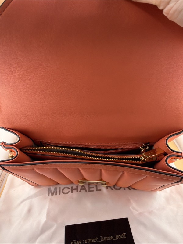 Michael Kors Whitney Medium Flap Chain Shoulder Bag Handbag Quilted Red Clay MK gallery