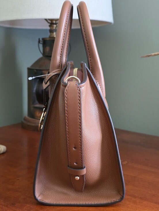 Michael Kors Avril Small Satchel Crossbody Brown MK Signature Coated Canvas Bag gallery