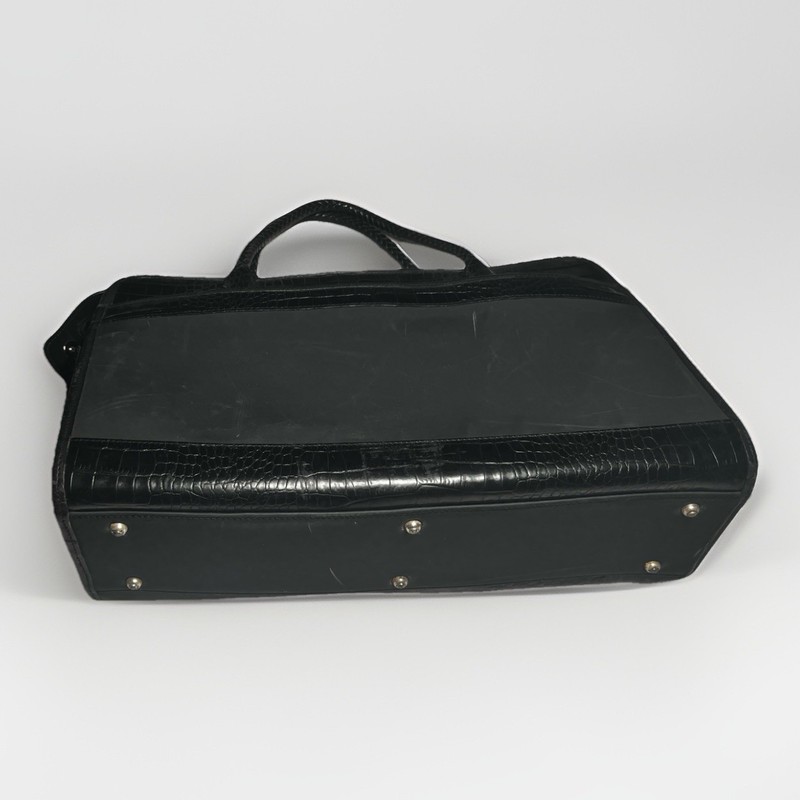 Brighton for Business Black Multi Pocket Canvas and Leather Laptop Tote Bag Rare gallery