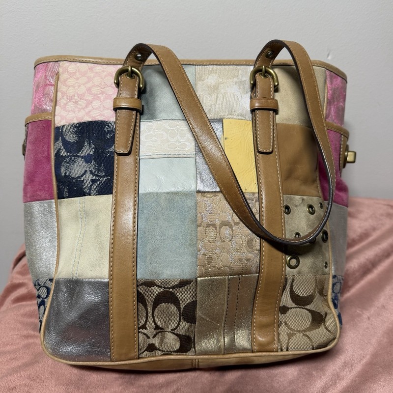 Vintage Coach Holiday Patchwork Gallery Tote Multi-Color B06Q-10001 Y2K Rare