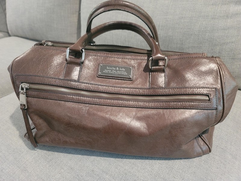 Bimba Y Lola Brown Leather Duffle Style Handbag
