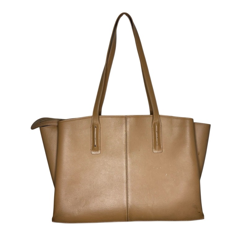 Freja New York Paloma Tote Bag Leather Double Handles Carryall Zipper Cappuccino