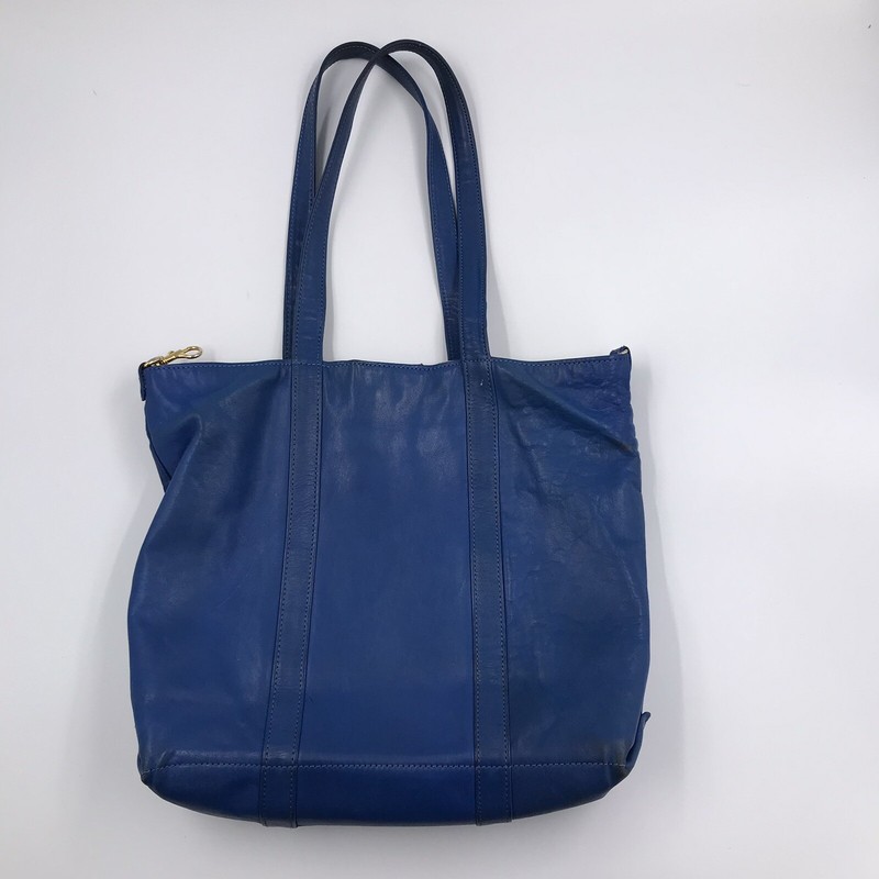 Giani Bernini Blue Leather Purse w/ Attached Coin Pouch 12 x 10 x 3 1/2 in VTG