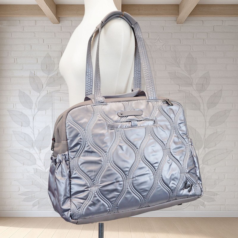 ❤️ Lug Aviator Metallic Pearl Matte Luxe Multi Compartment Tote Weekender Walnut