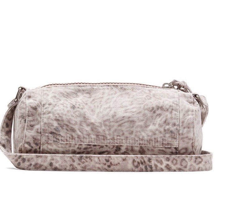 VS PINK Beige Leo Haze Leopard Print Canvas Rolled Duffle Shoulder Bag gallery