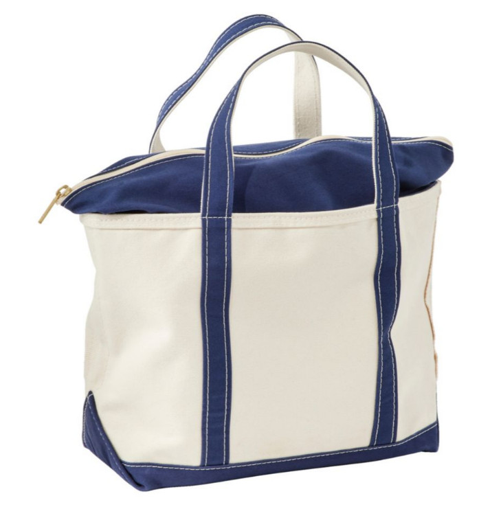 L.L.Bean Boat and Tote®, Zip-Top Medium size - Blue Trim (NEW)