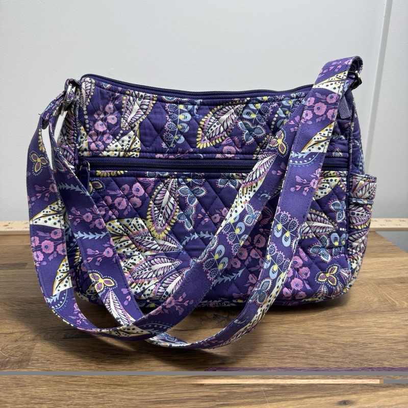 Vera Bradley On The Go Crossbody Batik Leaves Purple Retired Style & Design