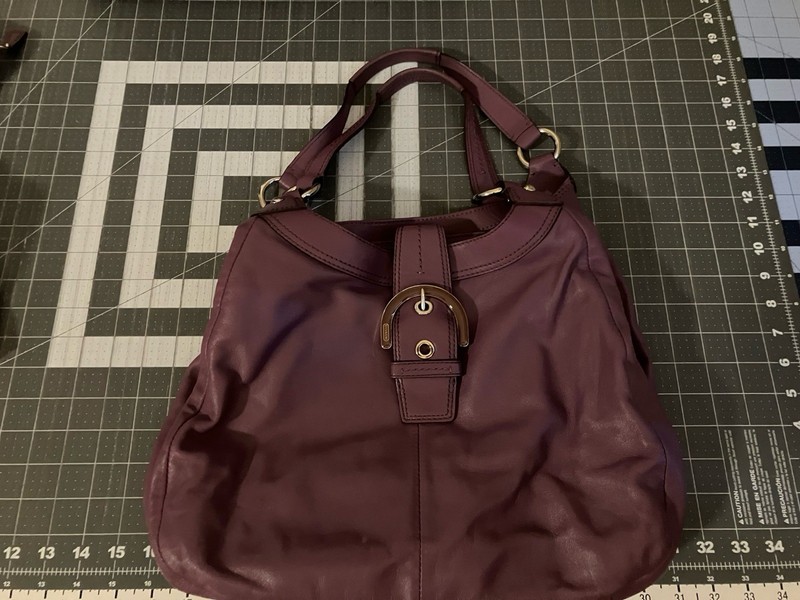 Coach Purple Zip Shoulder Bag Purse w/ Matching Wallet, Lined, Inner Pockets
