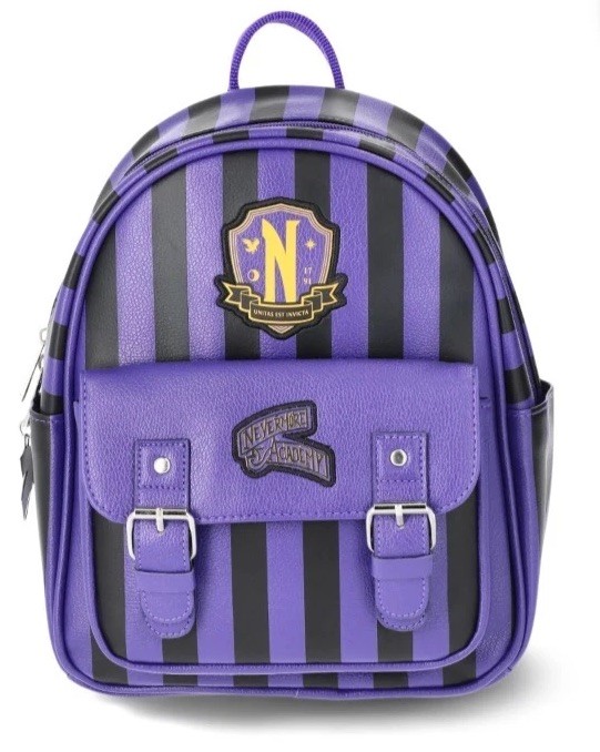 Innovations Wednesday Addams Nevermore Academy Striped Mini Backpack NEW Purple