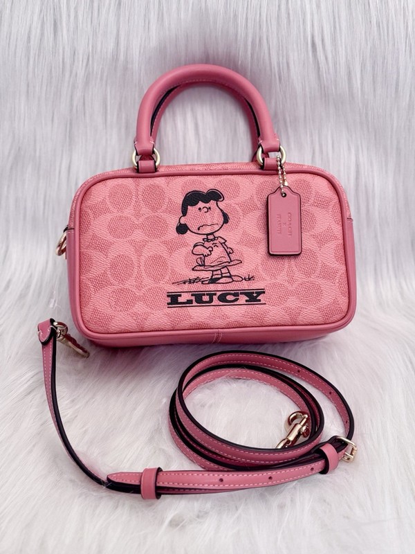 Coach X Peanuts Satchel Crossbody Bag In Signature Canvas With Lucy CBJ62