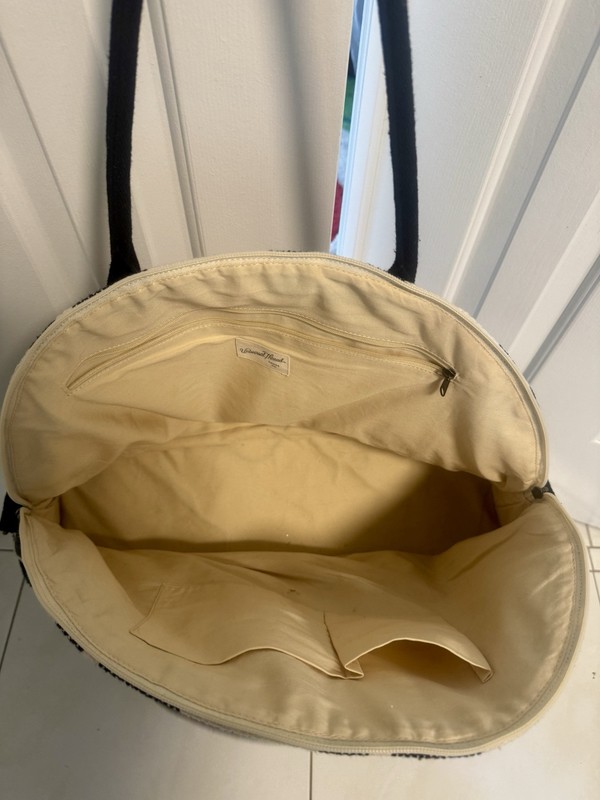 Universal Thread Goods Co. Cream and Black Stripe Weekender Duffel Large gallery