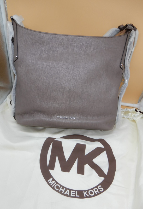 NWT MICHAEL KORS Bedford Handbag Taupe Leather Belted Large Shoulder Tote NEW