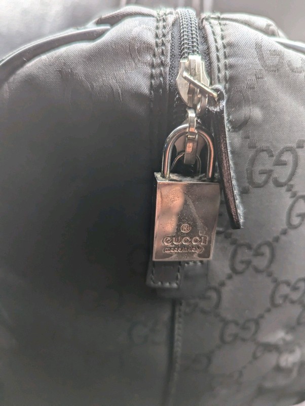 Gucci Italy Boston Black Nylon Bag w/name tag-padlock gallery