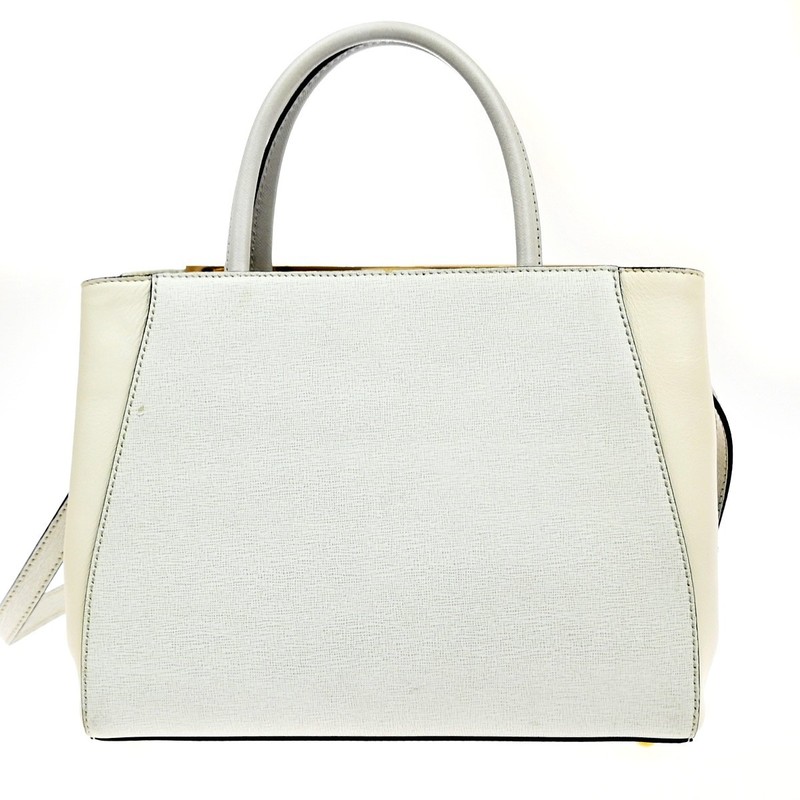 FENDI Logo 2Jours 2Way Shoulder Hand Bag Leather Charm White GHW Italy 70YH941 gallery