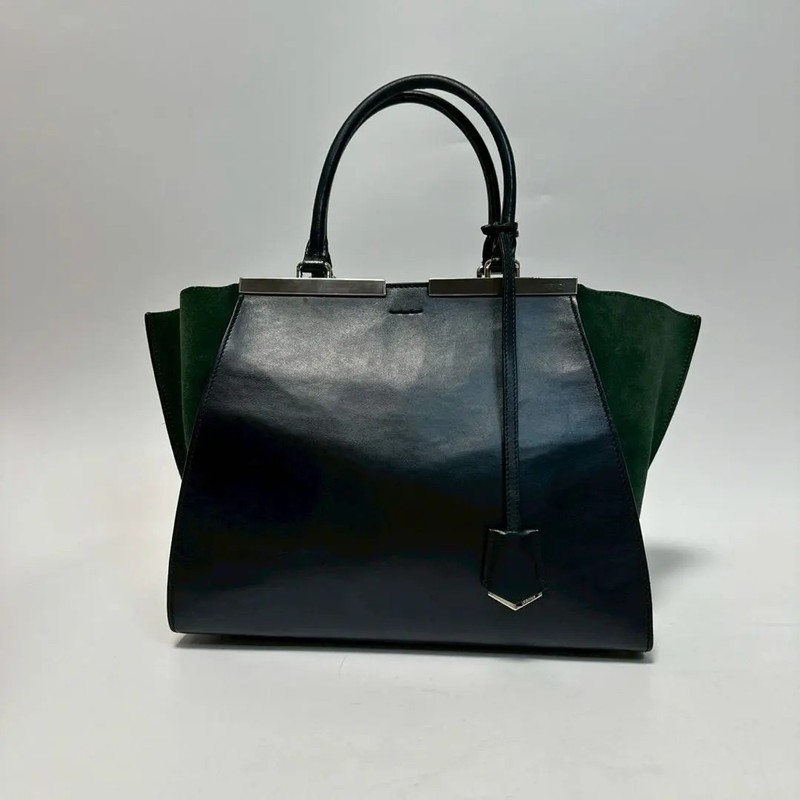 FENDI Trois Jours Black Leather Suede 2Way Shoulder Tote Bag 8BH279 Charm Unisex gallery