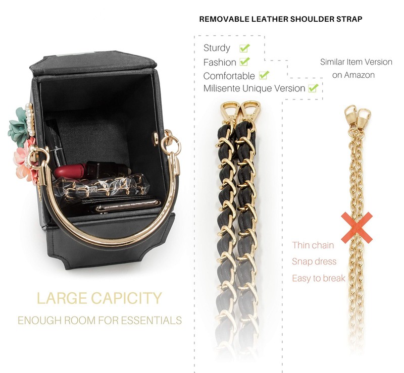 Evening Clutch Bag for Women Floral Square Box Evening Bags Crossbody Black gallery
