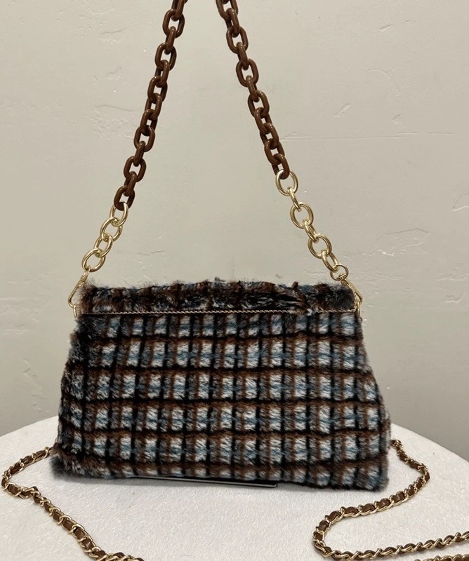 Unique Rex Rabbit Fur Handmade Push Lock Frame Clutch Bag, Crossbody Bag