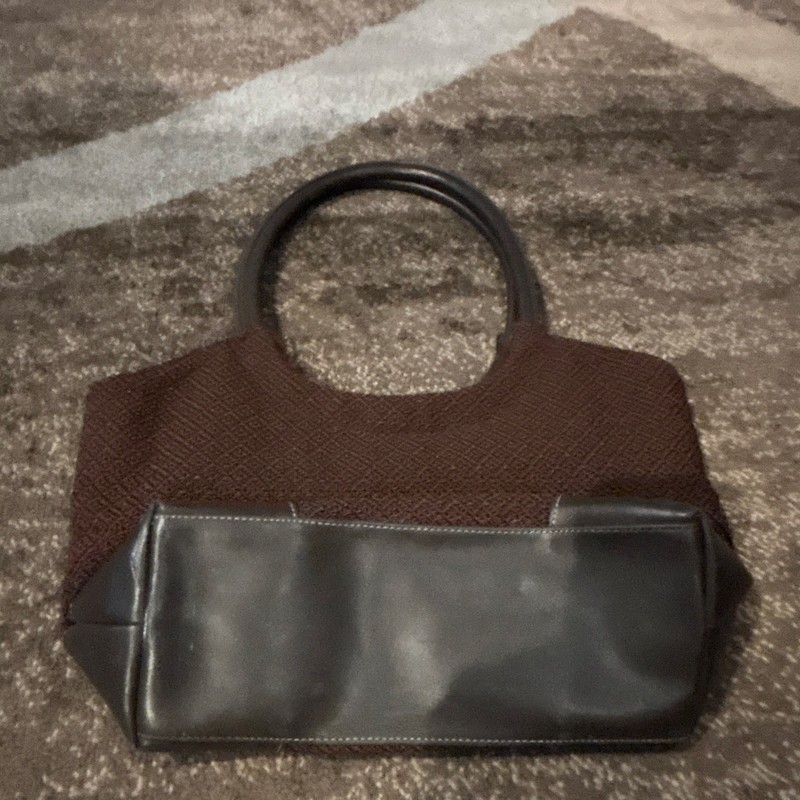 SAK Women’s Brown/Black Woven Satchel Top Handle Bag Stitched Accents