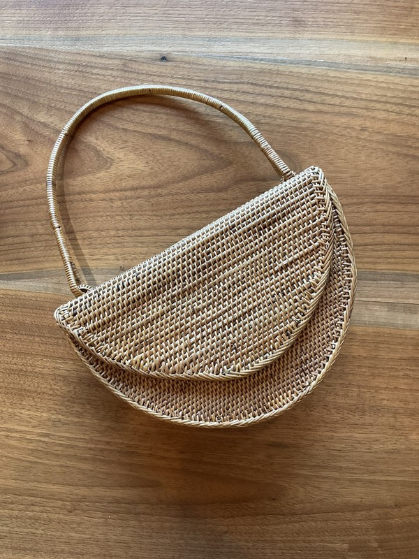 ANTHROPOLOGIE Rattan Bali Half-circle Satchel Bag