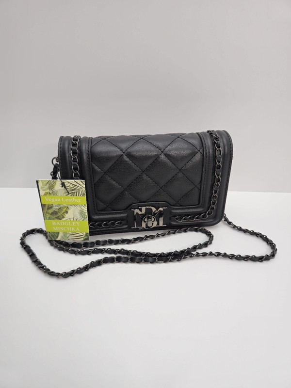 Badgley Mischka Black Quilted Vegan Leather Crossbody BM-4151 MSRP – $99