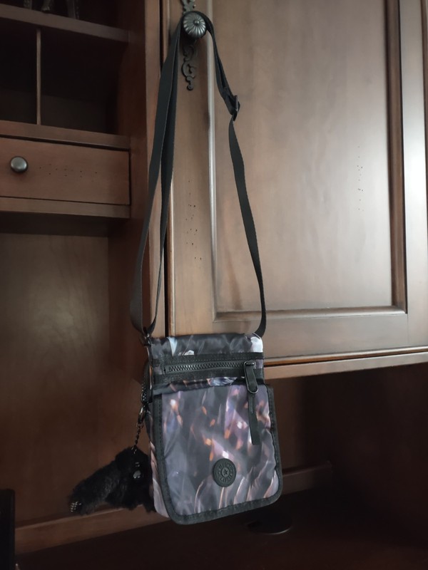 Kipling EL Dorado Crossbody Bag CAMO Gray Purple Black NWOT Monkey Charm