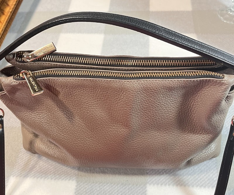 VALENTINA Italy Elegant Pebbled Leather Triple Entry Crossbody Bag Gold Hardware gallery