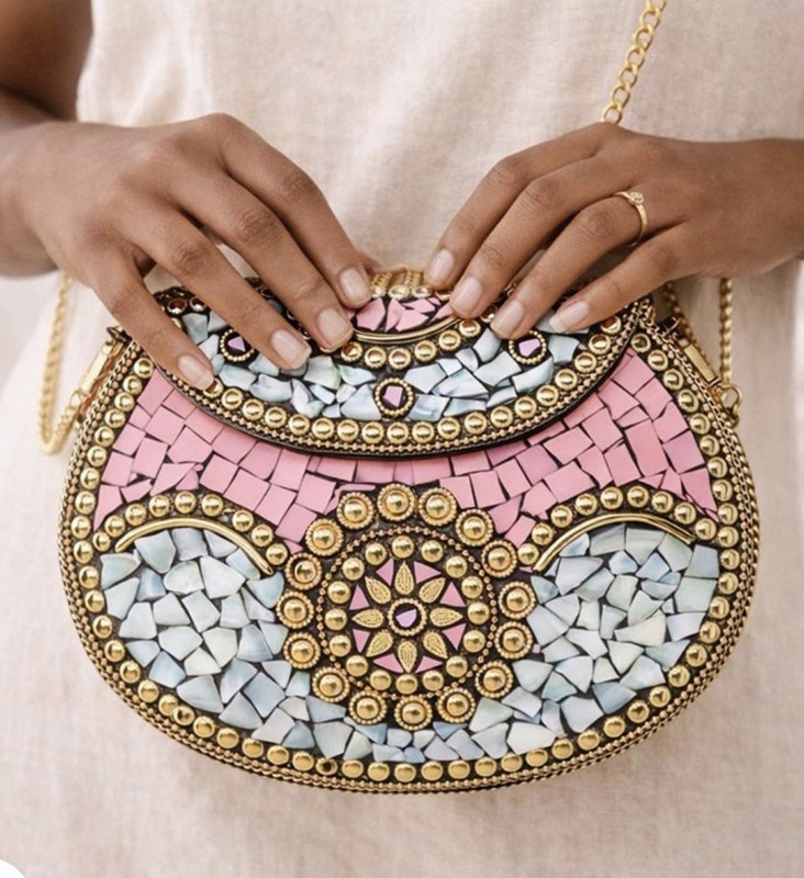 RAMLA Beverly Hills Handmade Mosaic Moroccan Clutch/Crossbody Bag $250 MSRP