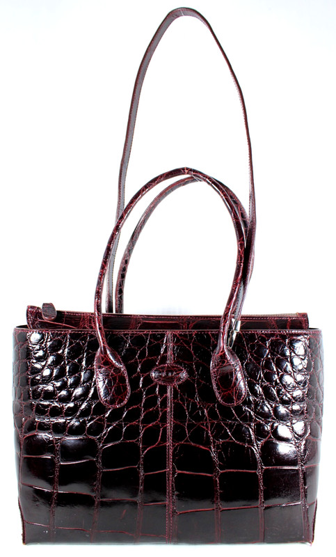 TOD'S Vintage Dark Burgundy Alligator Skin Double Handle D BAG DI Tote Bag gallery