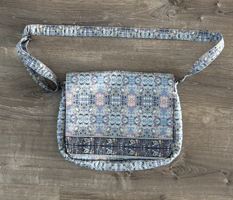 Derin Blue Patterned Messenger Bag with adjustable strap