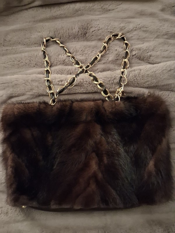 1-Vintage Large Brown Mink Handbag Paola by Pdl Firanze