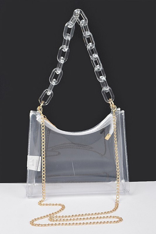 BNWT Brand New Transparent Shoulder Chain Stadium Bag Cleared Shoulder Bag