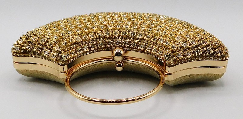 New Rhinestone Evening Handbag Handle Tassel Wedding Party Clutch Purse Gold5280 gallery