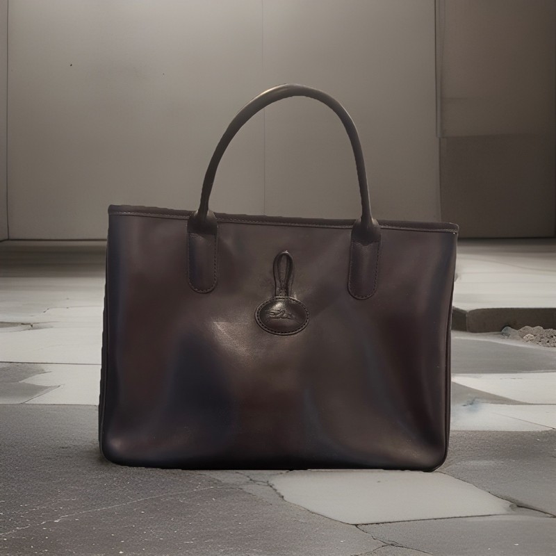 Longchamp Roseau Black Leather Toggle Tote Bag Rare Vintage bag gallery