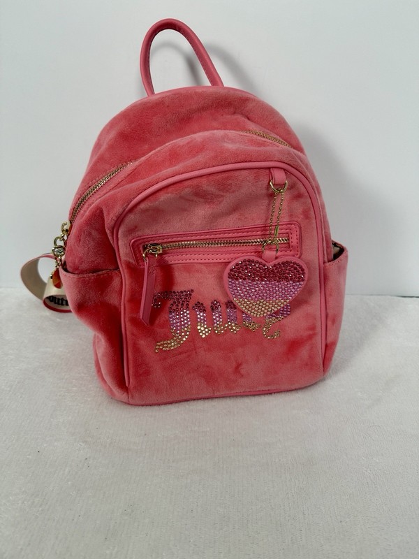 Juicy Couture Velvet Velour Pink Mini Backpack Small Rainbow