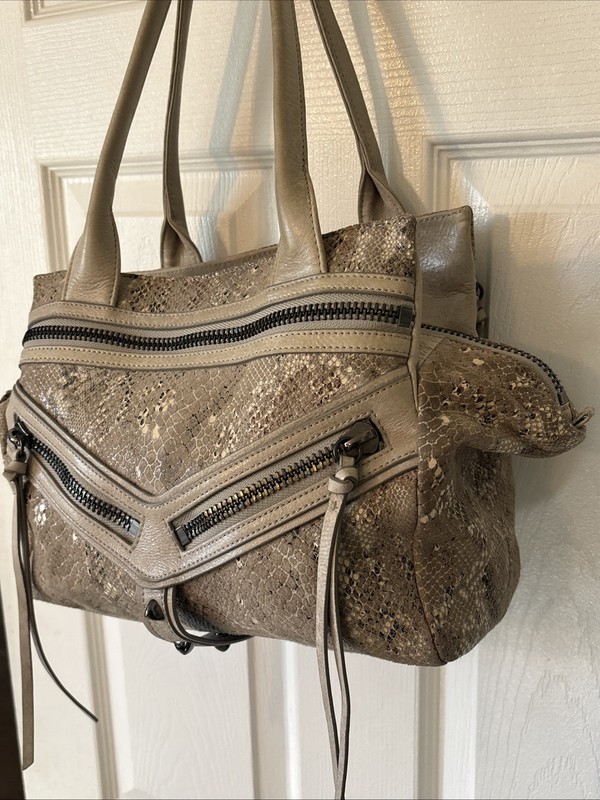 BOTKIER Embossed Snake Skin Soft Leather TRIGGER Stud Satchel Shoulder Bag gallery