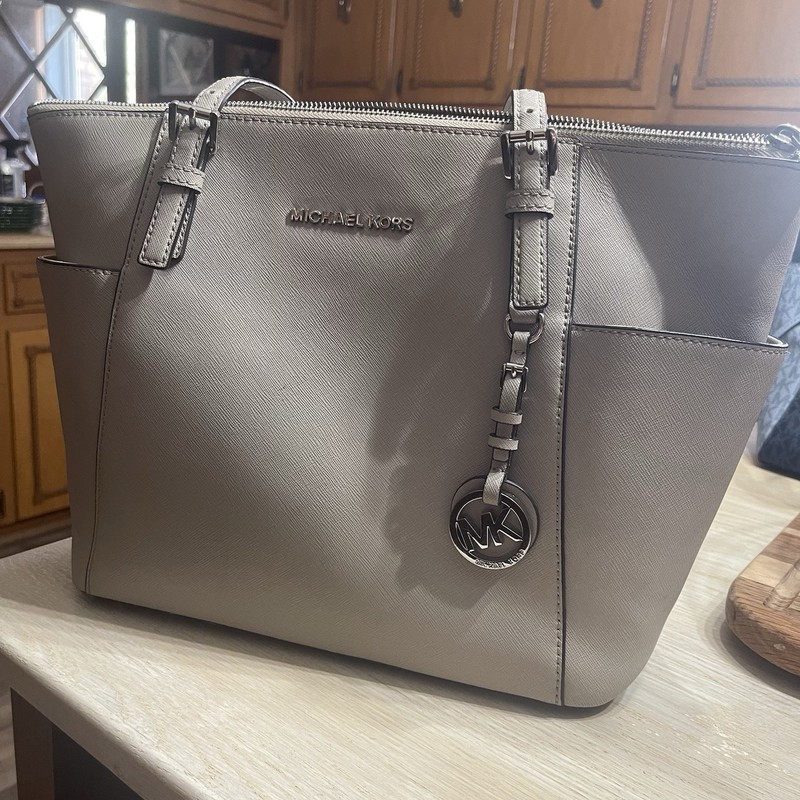Michael Kors Gray Purse Good Condition Does Have Staining See Photos