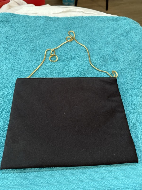 Vintage REVA Ultrasuede Black Clutch Shoulder Bag with Gold Chain Strap – 10”x8” gallery