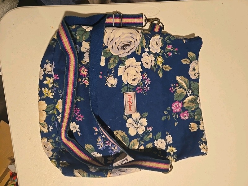 Cath Kidston Reversable Blue Floral / Blue and green polka Dot Shoulder Bag