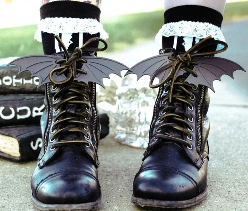 Lace Up Bat Wings / Boots / Punk / Fashion / Unique / Girl / Goth / Aesthetic /