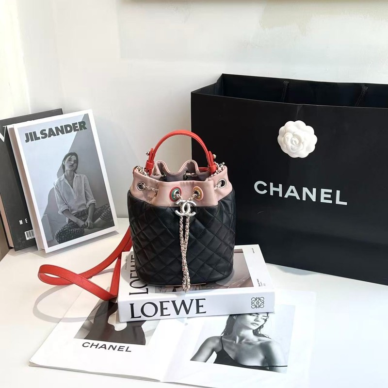 Chanel Mini Bucket Bag Cuba Stripe CC Logo Drawstring 17cm Small Crossbody Bag