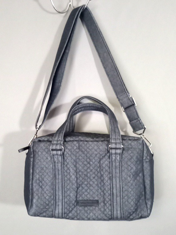 Vera Bradley Iconic 100 Handbag,Charcoal,Quilted Cotton Microfiber,Remove Strap