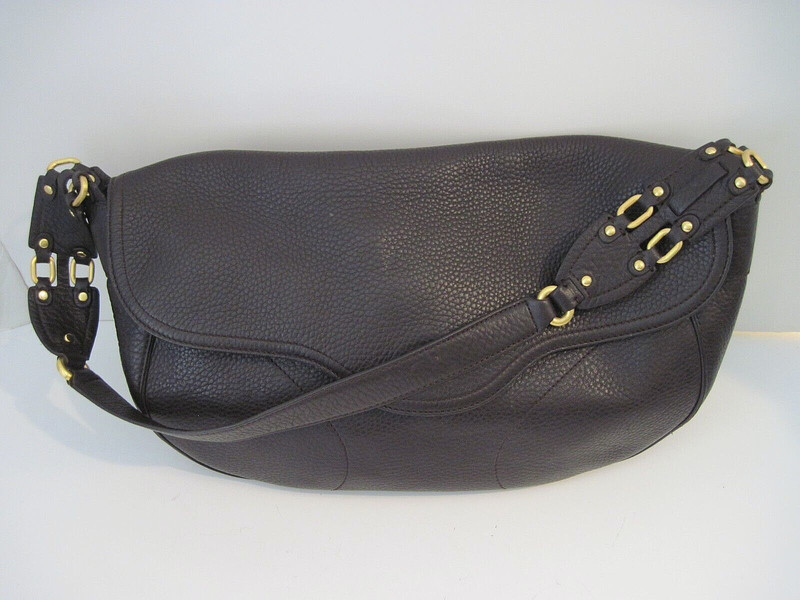 Cole Haan Village Dark Brown Genuine Leather, Gold Tone Metal Hardware Sh. Bag