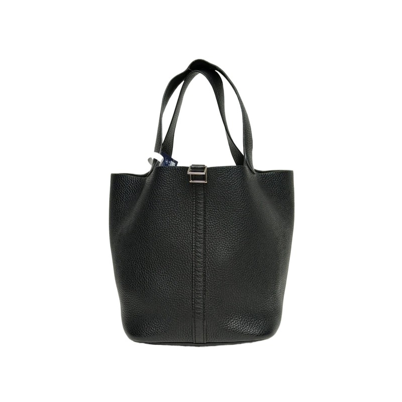 HERMES Picotin 22cm 89 Black TC Leather