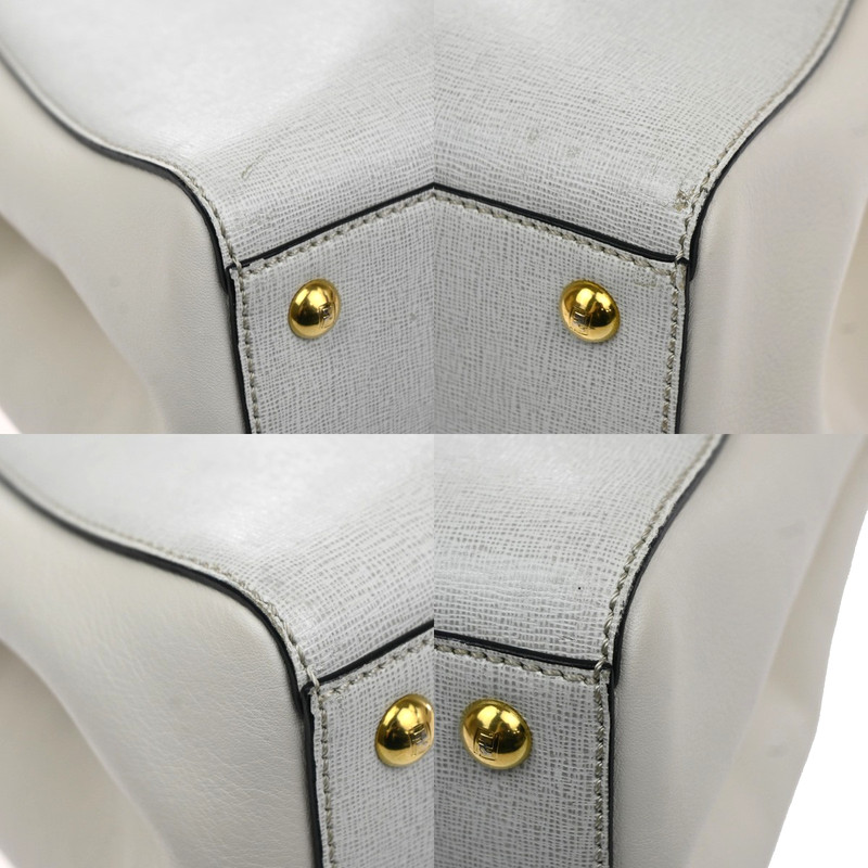 FENDI Logo 2Jours 2Way Shoulder Hand Bag Leather Charm White GHW Italy 70YH941 gallery