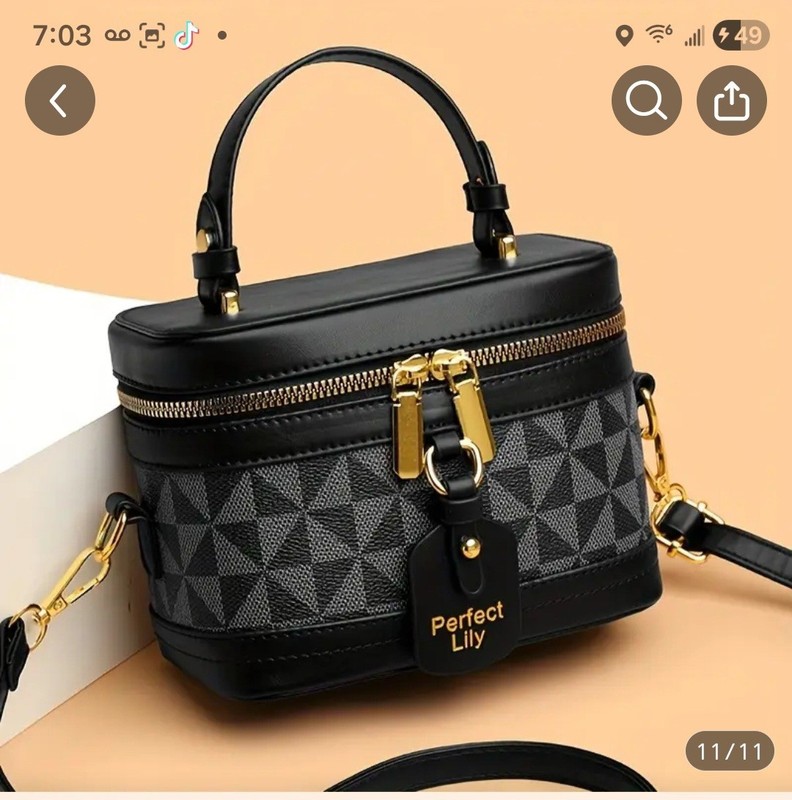 Perfect Lily Geometric Top Handle Bag Gold Hardware Detachable Strap Women
