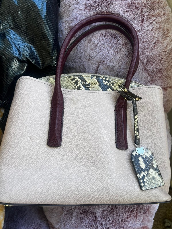 Kate Spade Baby Pink Snakeskin Accent Margaux Embossed Medium Satchel Bag