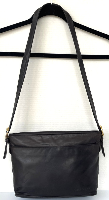 Vintage Ralph Lauren Dark Brown Leather Shoulder Bag Gold Hardware Purse