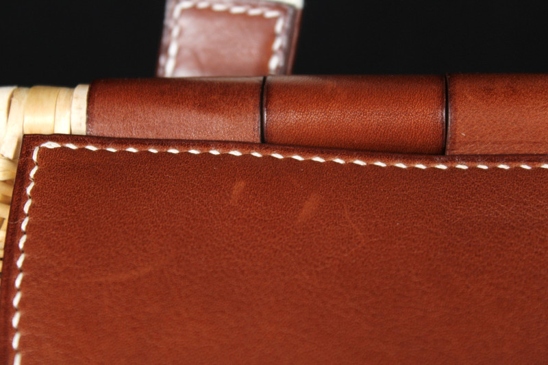 HERMES Fauve Veau Barenia Leather & Osier Wicker FISHING BOX Shoulder Bag PHW gallery